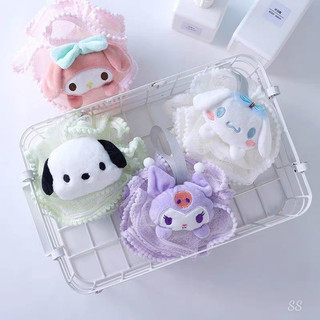 T&T0218 Bông tắm tạo bọt vải lưới hình thú nhồi bông KUROMI, tẩy tế bào chết