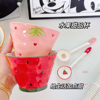 T&T0217 Set 1 bát+1 thìa sứ hoạ tiết hoa quả cao cấp siêu xinh