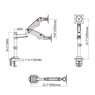 Arm Màn Hình Máy Tính NB - M4, Gía Treo Màn Hình Máy Tính NB M4 17 - 30 Inch, Xoay 360 Độ