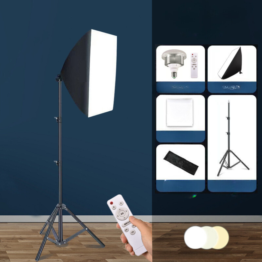 Combo đèn livestream chuyên nghiệp Đèn livestream rl45cm, đèn softbox vuông 50x70 chân linco ,đèn cầu bedio  2m8