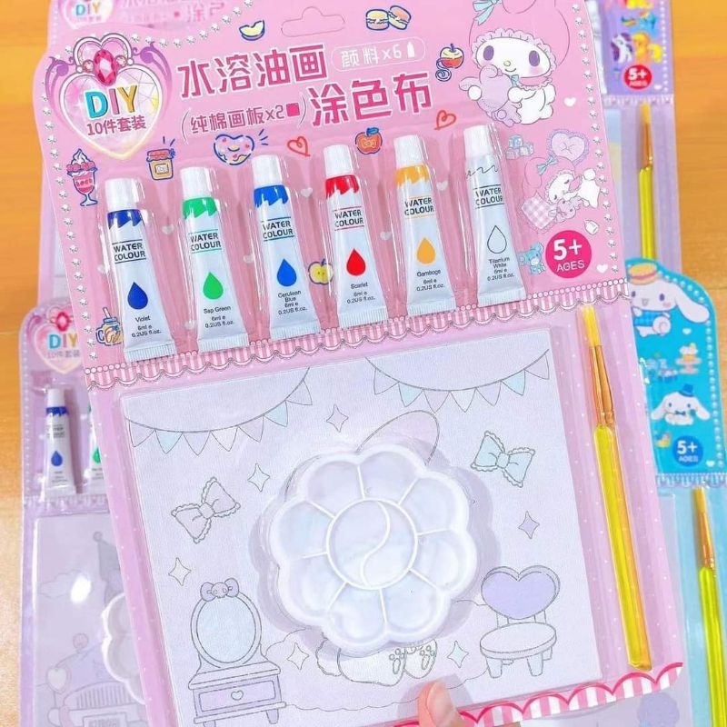 BỘ TRANH TÔ MÀU KUROMI KÈM MÀU NƯỚC VÀ CỌ - TRANH VẼ SANRIO TẶNG MÀU VẼ ...