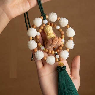 Khánh Treo Xe Ô Tô Phong Thủy Liên Hoa Phật, Khánh Phật Liên Hoa Sen Trắng Gỗ Hoàng Dương - Mang Lại May Mắn, Tài Lộc