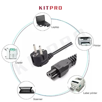 Dây Cáp Nguồn Cho Sạc Laptop Dài 1.5M Chuẩn EU C5 Chân Tròn Lõi Đồng Lớn Loại Xịn Dây Sạc Laptop Máy In Máy Scan KITPRO