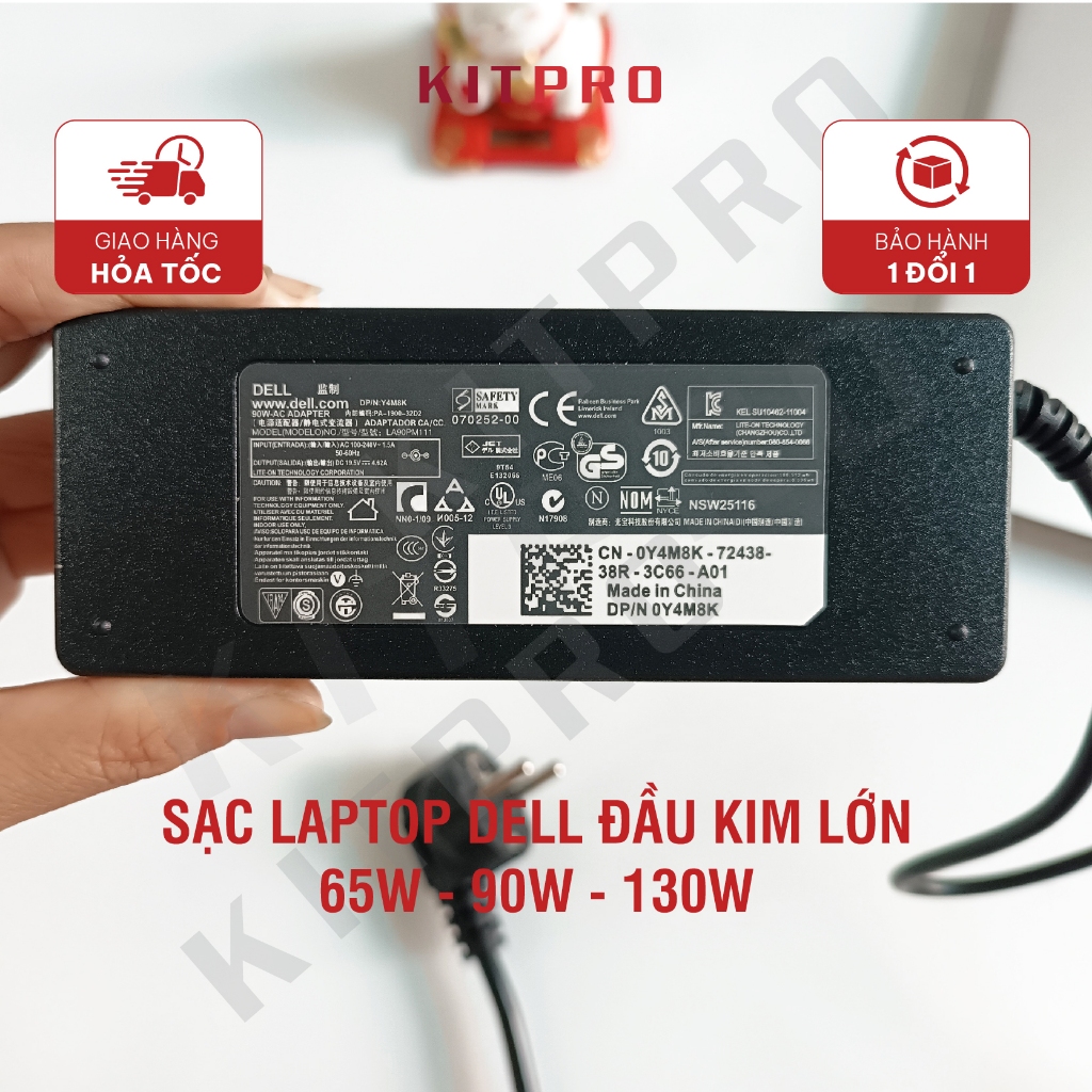Sạc Laptop Dell Chân To 19.5V 3.34A 65W 90W 130W Đầu Kim 7.4 x 5.0mm ...