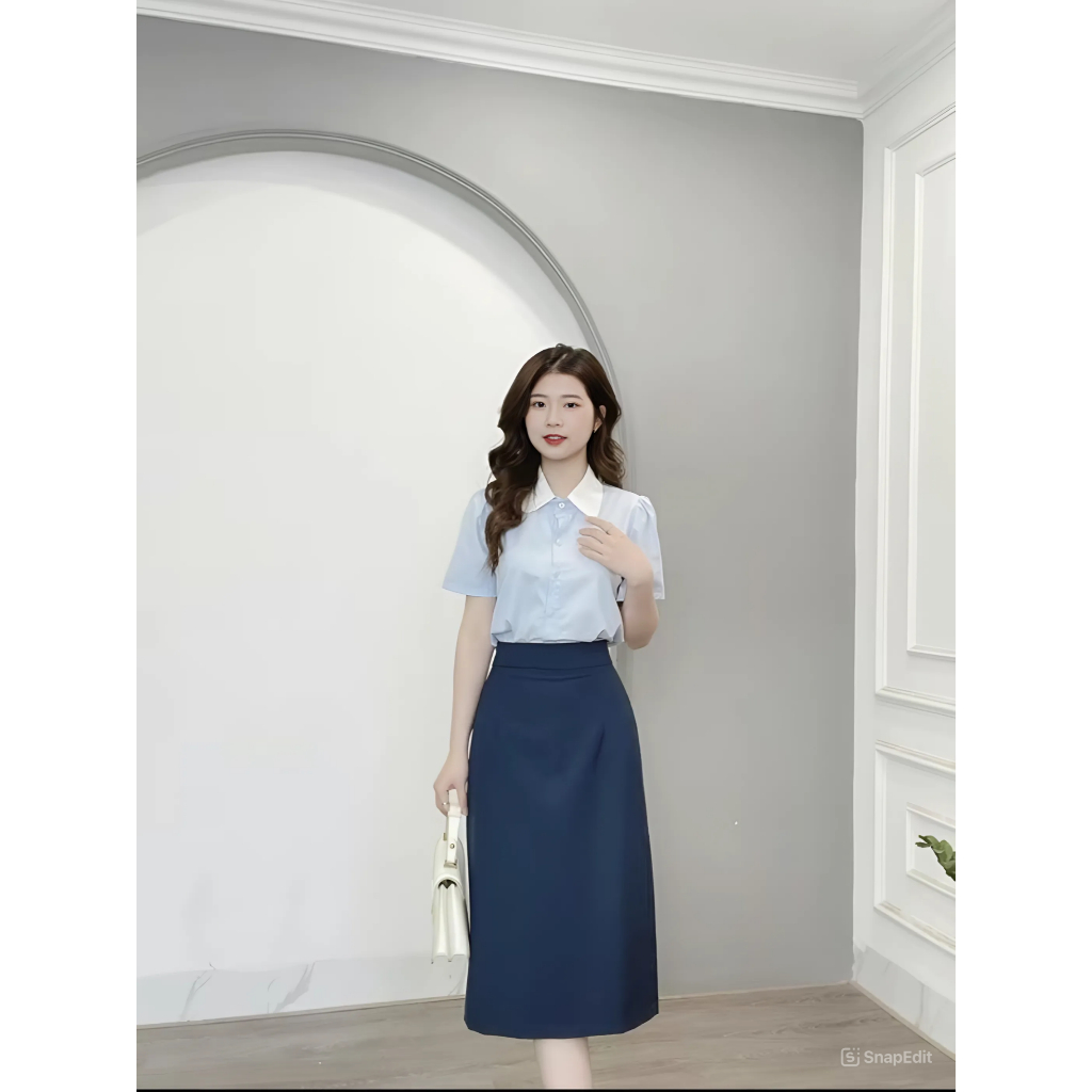 Chân Váy Chữ A Dài Qua Gối_SHOPNGOCTRANG19_Chất Liệu Vitex_Thời Trang Hè 2024_A70cm