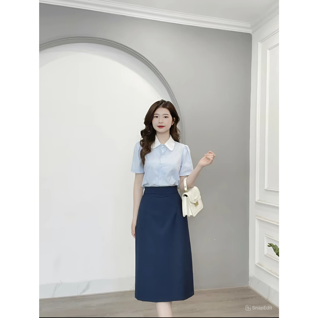 Chân Váy Chữ A Dài Qua Gối_SHOPNGOCTRANG19_Chất Liệu Vitex_Thời Trang Hè 2024_A70cm
