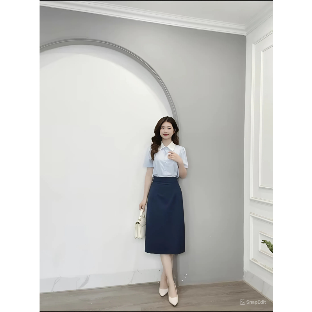 Chân Váy Chữ A Dài Qua Gối_SHOPNGOCTRANG19_Chất Liệu Vitex_Thời Trang Hè 2024_A70cm