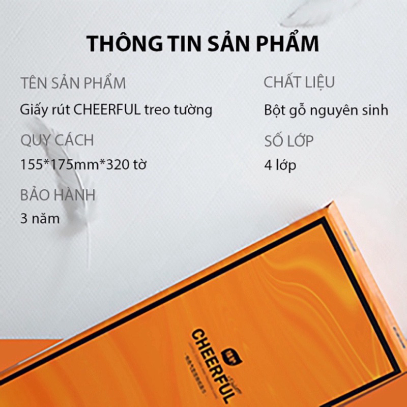 Giấy rút treo tường CHEERFUL 4 lớp 1 thùng 4 gói tặng kèm móc dán tường