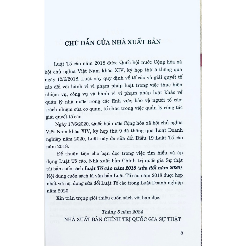 Ảnh Sách - Luật Tố Cáo (Hiện Hành) (Sửa Đổi Năm 2020) 2