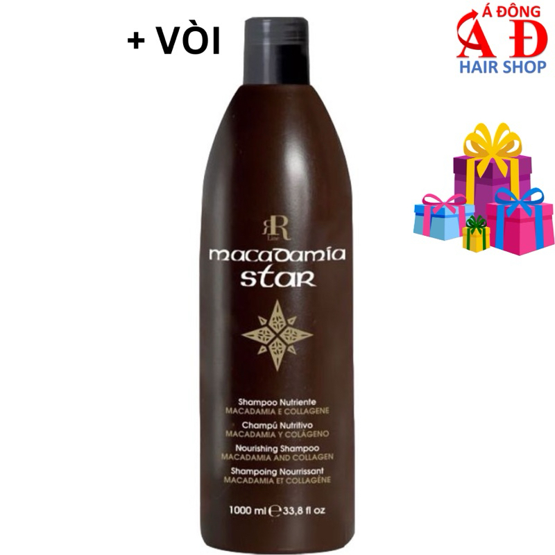DẦU GỘI RR LINE MACADAMIA STAR PHỤC HỒI MỀM MƯỢT, TÁI TẠO TÓC ITALY (NÂU ĐEN)