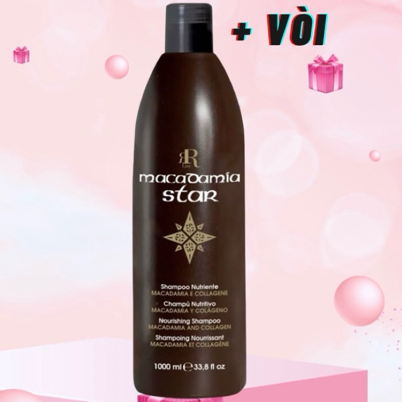 DẦU GỘI RR LINE MACADAMIA STAR PHỤC HỒI MỀM MƯỢT, TÁI TẠO TÓC ITALY (NÂU ĐEN)