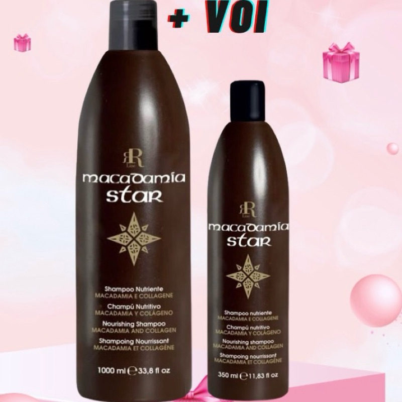 DẦU GỘI RR LINE MACADAMIA STAR PHỤC HỒI MỀM MƯỢT, TÁI TẠO TÓC ITALY (NÂU ĐEN)
