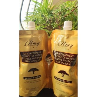 Kem hấp ủ tóc siêu mềm mượt dưỡng chất Argan & Biotin Collagen Amy 500ml - chống lão hóa cho tóc