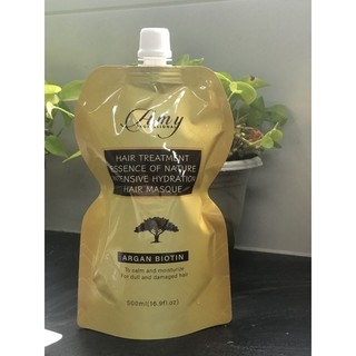 Kem hấp ủ tóc siêu mềm mượt dưỡng chất Argan & Biotin Collagen Amy 500ml - chống lão hóa cho tóc