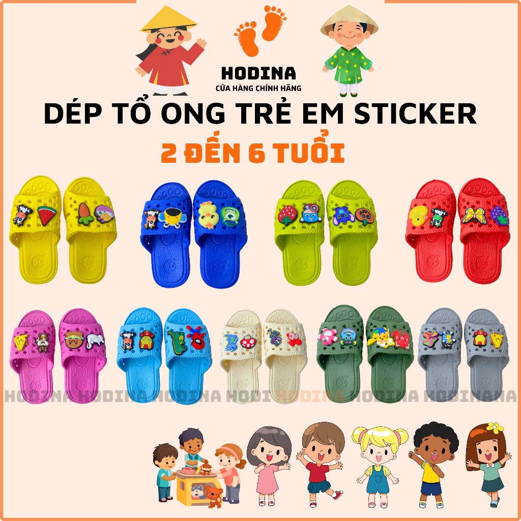 Dép Tổ Ong Cho Bé Dép Cho Bé Trai Bé Gái Gắn Sticker Siêu Nhẹ Siêu Mềm ...