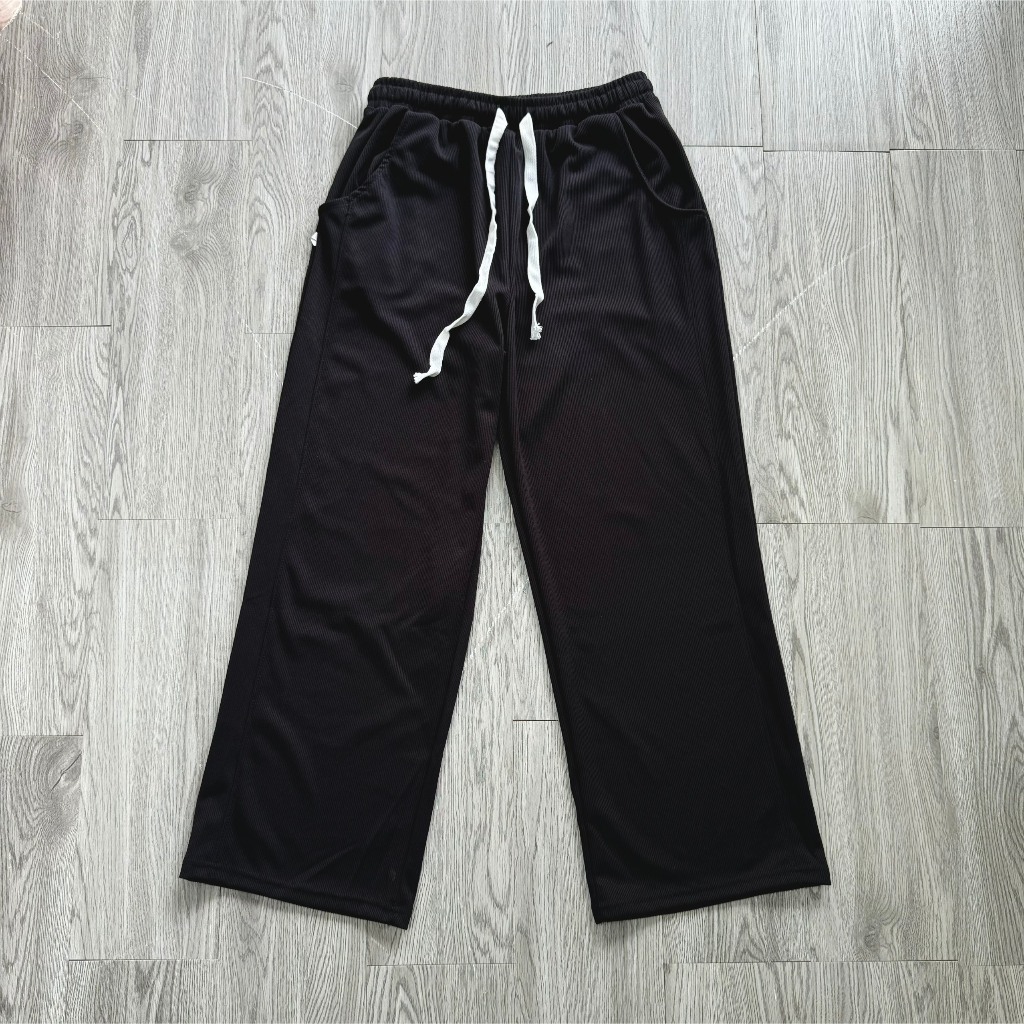 Quần Ống Rộng Bigsize Nữ,Quần Ống Suông Lưng Cao Big Size Vải Dệt Kim Thun Gân Co Giãn Thoải Mái Q14
