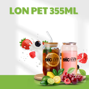 150 Lon Nhựa SSC 355ml Kèm Nắp Nhôm Đựng Trà Trái Cây, Cafe, Kompucha