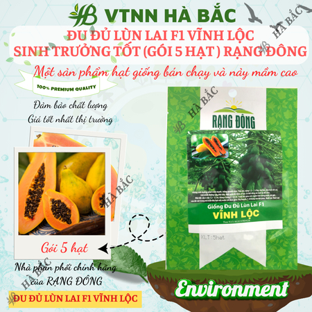 Hạt Giống Đu Đủ Lùn Lai F1 Vĩnh Lộc RADO (Gói 5 Hạt) Rạng Đông, Sinh Trưởng Khỏe, Năng Suất Cao