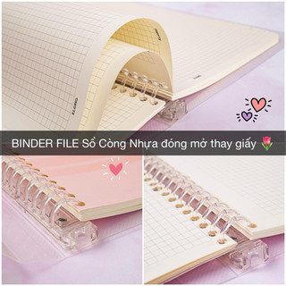 KLONG - Sổ kẹp còng nhựa B5 BINDER FILE ruột CARO / DOT / LINE giấy dày 100gsm / 120gsm 🌻🐻 BUJO, quà tặng học sinh sv
