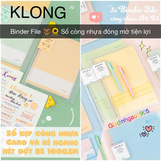 KLONG - Sổ kẹp còng nhựa B5 BINDER FILE ruột CARO / DOT / LINE giấy dày 100gsm / 120gsm 🌻🐻 BUJO, quà tặng học sinh sv