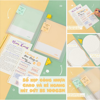 KLONG - Sổ kẹp còng nhựa B5 BINDER FILE ruột CARO / DOT / LINE giấy dày 100gsm / 120gsm 🌻🐻 BUJO, quà tặng học sinh sv