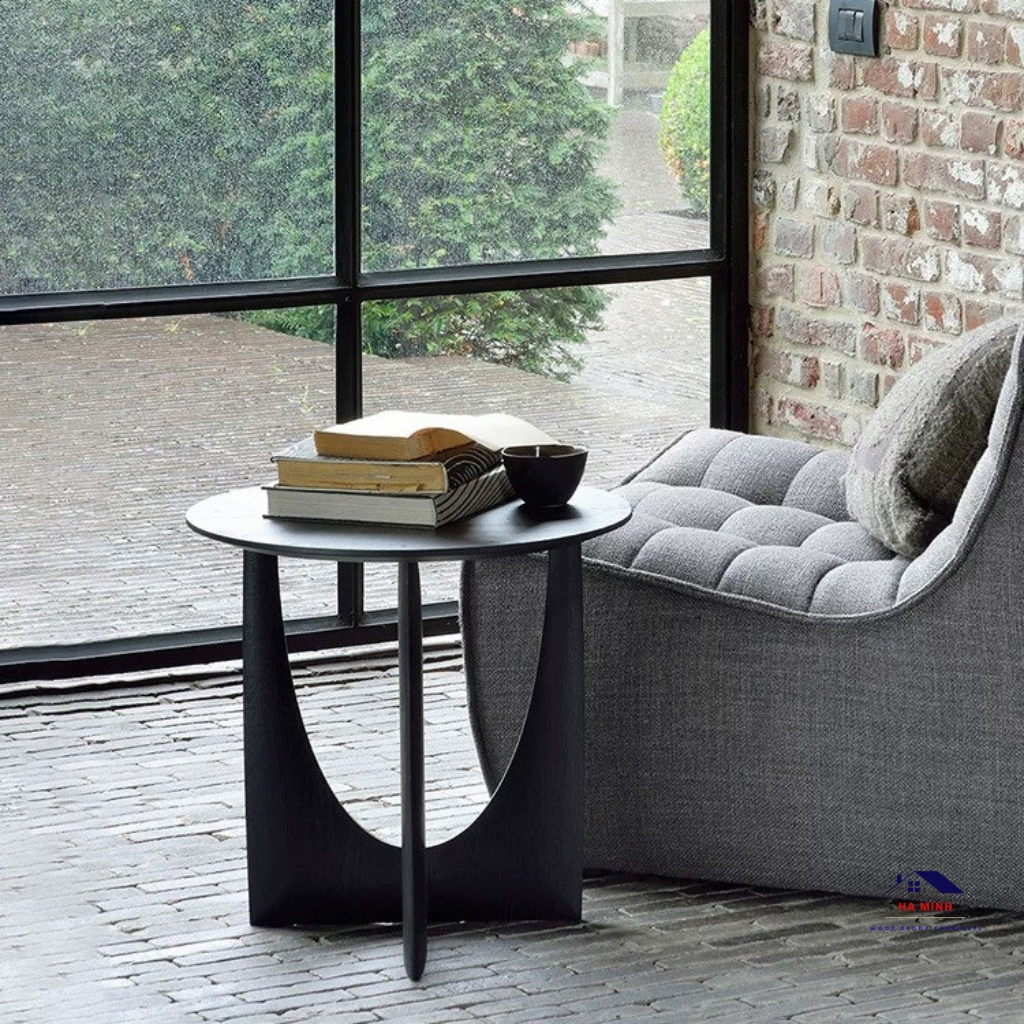 Bàn trà decor chân chữ V bàn cafe gỗ trang trí phòng khách phòng ngủ để ngoài ban công HM168