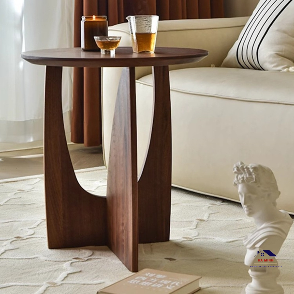 Bàn trà decor chân chữ V bàn cafe gỗ trang trí phòng khách phòng ngủ để ngoài ban công HM168