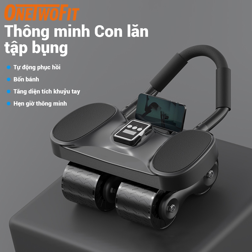 Ảnh OneTwoFit Con Lăn Tập Bụng Trợ Lực 4 bánh Chống Đổ Có Đồng Hồ Dụng Cụ Tặng Kèm Thảm Kê Chân 1