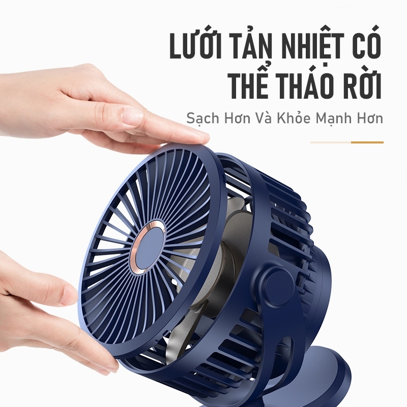Quạt Mini | Quạt kẹp bàn Tích Điện Pin 10000 mAh Dung Lượng Lớn, Pin Khủng