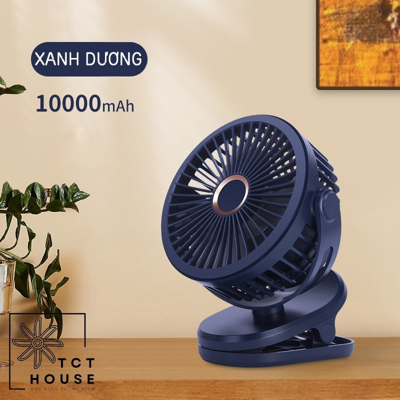 Quạt Mini | Quạt kẹp bàn Tích Điện Pin 10000 mAh Dung Lượng Lớn, Pin Khủng