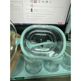 Bộ 4 Hủ Gia Vị Việt Nhật Tròn Kèm Thìa Và Đế Chống Trượt (2937)