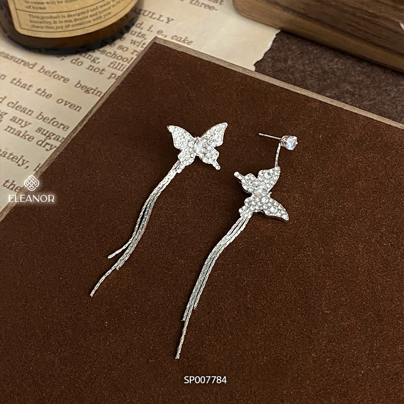 Bông tai nữ chuôi bạc 925 Eleanor Accessories dáng dài khuyên tai hồ điệp phụ kiện trang sức 7784