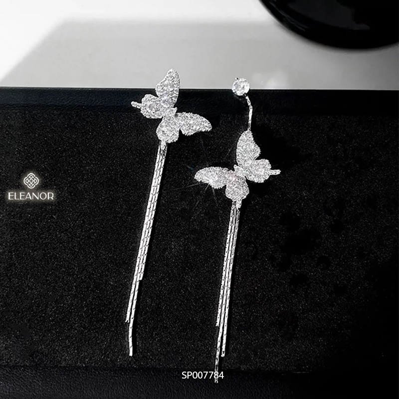 Bông tai nữ chuôi bạc 925 Eleanor Accessories dáng dài khuyên tai hồ điệp phụ kiện trang sức 7784