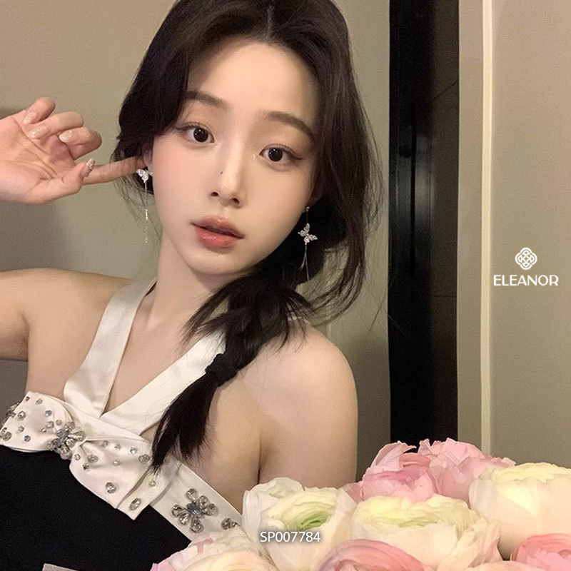 Bông tai nữ chuôi bạc 925 Eleanor Accessories dáng dài khuyên tai hồ điệp phụ kiện trang sức 7784