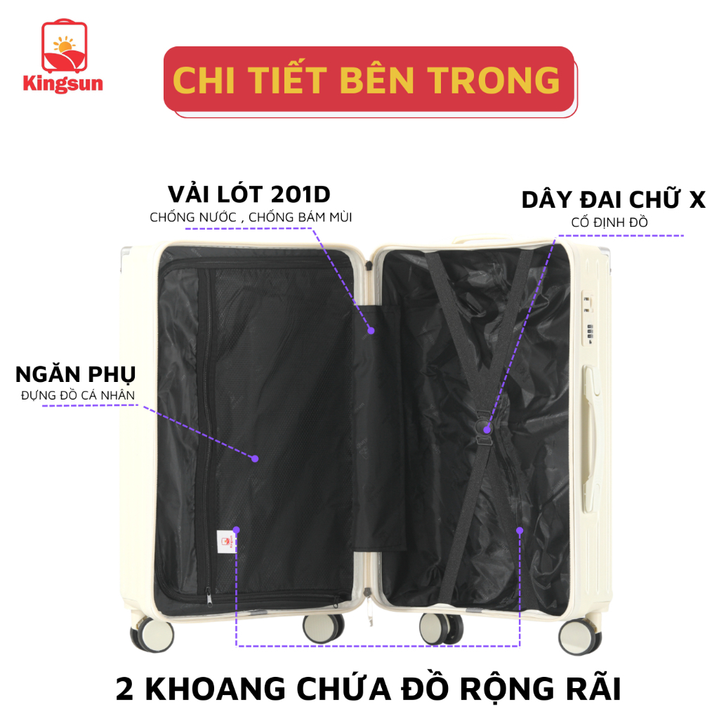 Ảnh Vali kéo Siêu To Có Cốc Đựng Nước, Sạc Điện Thoại Size 28 302/309, Vali kéo du lịch Kingsun Size 28 Cao Cấp 4