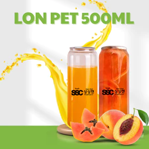 100 Lon Nhựa SSC 500ml Kèm Nắp Nhôm Đựng Cafe, Trà Sữa, Detox, Kompucha