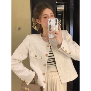 Áo dạ Tweed dáng vừa cúc vàng sang chảnh phối túi giả trước ngực, 2 màu áo cơ bản mix đồ siêu xinh( KÈM ẢNH THẬT)-TD042