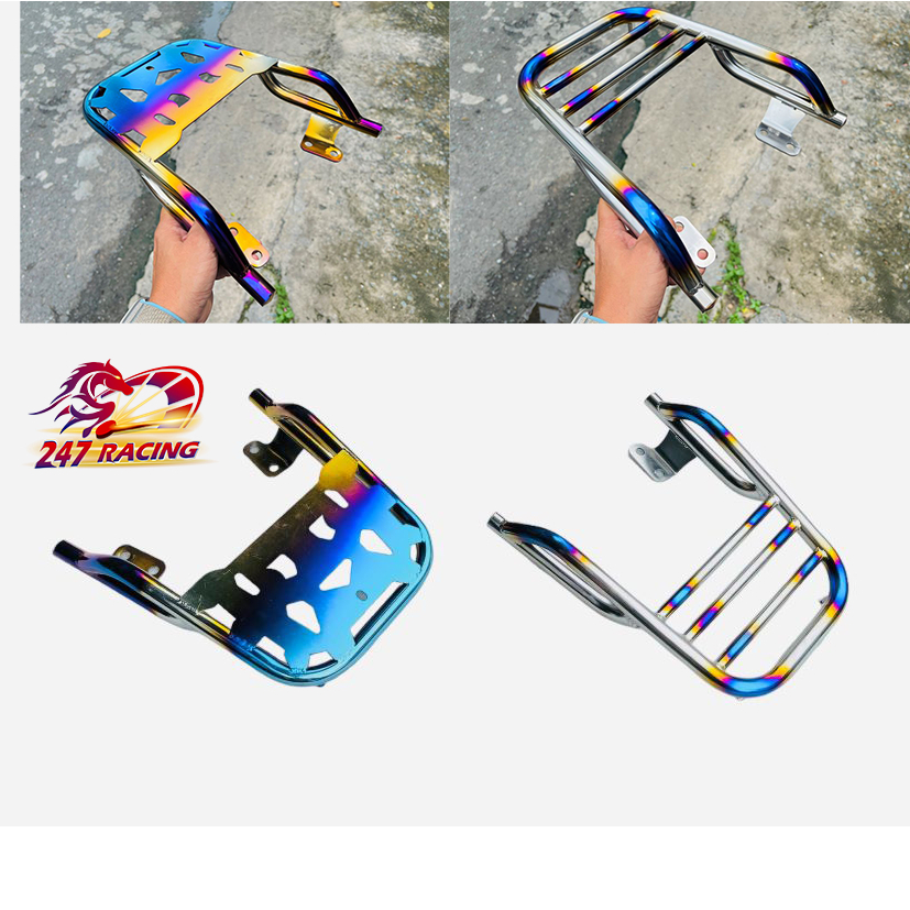 Cảng sau 2 tầng INOX khò Titan 7 màu gắn xe máy Wave A110 S110 RSX110 Blade110 hàng chất lượng