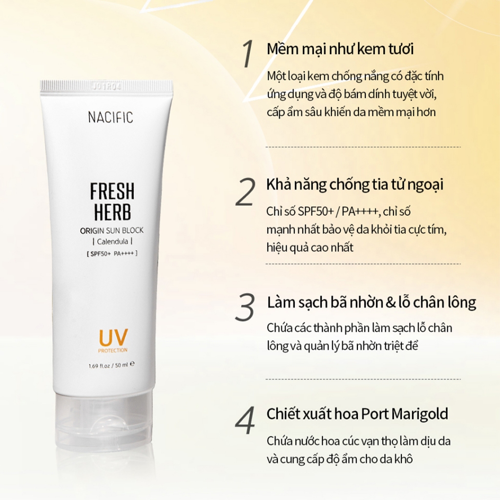 Ảnh Nacific Kem chống nắng  Fresh Herb Origin Sun Block Calendula 50ml 1