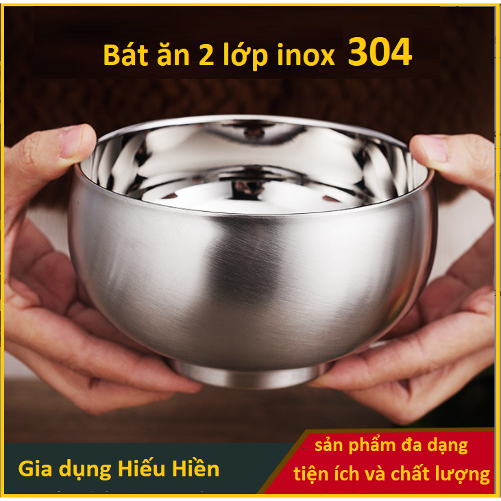 INOX 304 Bát 2 lớp Cách Nhiệt bát ăn trẻ em, người lớn Chén Ăn Canh Súp ...
