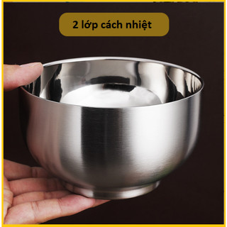 INOX 304 Bát 2 lớp Cách Nhiệt bát ăn trẻ em, người lớn Chén Ăn Canh Súp chống bỏng Tay INOX Dày