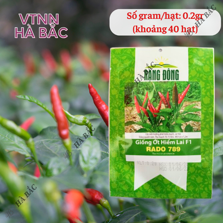 Hạt Giống Ớt Hiểm Lai F1 RADO 789 (Gói 0,2g~40 Hạt) Rạng Đông, Siêu Cay, Siêu Trái, Cây Khỏe, Trồng Quanh Năm