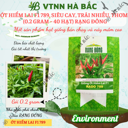 Hạt Giống Ớt Hiểm Lai F1 RADO 789 (Gói 0,2g~40 Hạt) Rạng Đông, Siêu Cay, Siêu Trái, Cây Khỏe, Trồng Quanh Năm