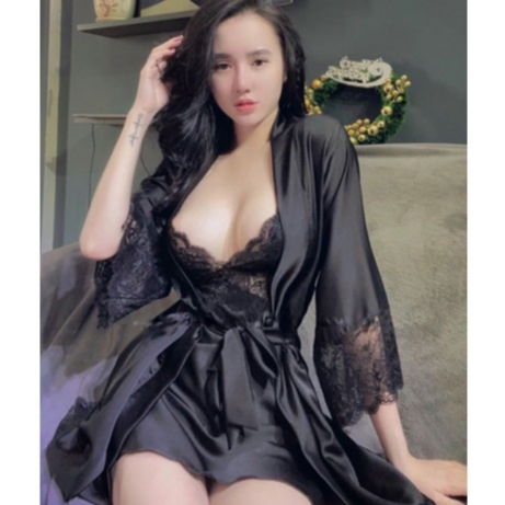 Đồ Ngủ Gợi Cảm Đầm Ngủ Có Mút Ngực Kèm Áo Choàng Sexy Lụa Latin Và Ren Đồ Ngủ Sexy Cao Cấp