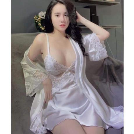 Đồ Ngủ Gợi Cảm Đầm Ngủ Có Mút Ngực Kèm Áo Choàng Sexy Lụa Latin Và Ren Đồ Ngủ Sexy Cao Cấp