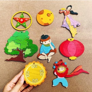 SET 100 Hình Gỗ Tô Màu Trang Trí Trung Thu - Đồ Chơi Cho Bé - Quà Trung Thu - Trang Trí Trung Thu
