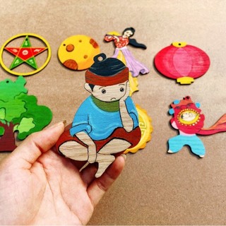 SET 100 Hình Gỗ Tô Màu Trang Trí Trung Thu - Đồ Chơi Cho Bé - Quà Trung Thu - Trang Trí Trung Thu