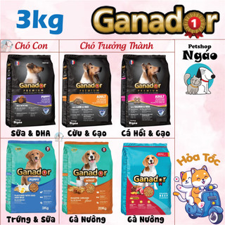 Hạt Cho Chó Ganador Premium 3kg Nhiều Dinh Dưỡng Phát Triển Trí Não Bảo Vệ Sức Khỏe