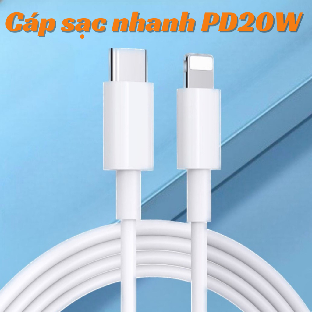 Dây cáp sạc nhanh PD20W 1m 2m thiết kế chip sạc thông minh cho 14 trở xuống và chui type C cho 15