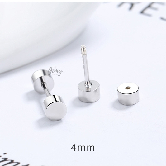 Khuyên tai nam bạc s925 thiết kế trơn basic độc đáo Double Thread (1 chiếc) | GEMY SILVER KN123